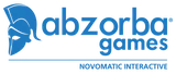 The logo of Abzorba Games Bmbh
										  business. Consists of a blue spartian
										  helmet with a hairy crest and the
										  word abzorba with the registered
										  trademark icon on the top right of the
										  last letter 'a' followed on a new line
										  by the word games right aligned. Under
										  an horizontal blue line/ruler the
										  words Novomatic Interactive.
